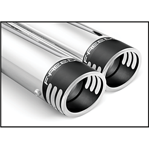 FREEDOM Racing Slip-ons Chrome Blk Tip M8  Flstf Fxbr Flsl Fxlr Fxbb