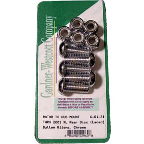 GARDNERWESTCOTT Rear Brake Rotor Allen Bolts 92-up Big Twin Laced Wheel