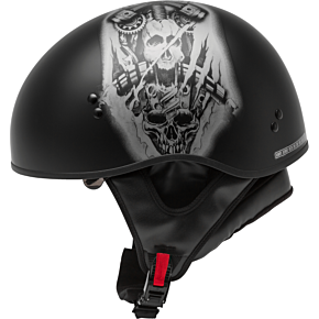 GMAX Hh-65 Half Helmet Tormentor Naked Matte Black/silver Md