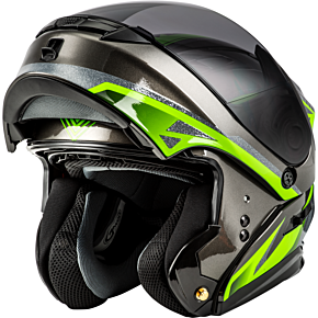GMAX Md-01 Volta Helmet Black/silver/green Metallic 2x