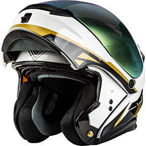 GMAX Md-01 Volta Helmet White/gold/black Metallic Sm