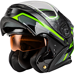 GMAX Md-01s Transistor Snow Helmet Black/grey/green 2x