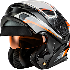 GMAX Md-01s Transistor Snow Helmet Orange/black Lg