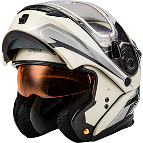 GMAX Md-01s Transistor Snow Helmet W Elec Shld White/grey/blk 3x