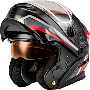GMAX Md-01s Transistor Snow Helmet W Electric Shield Black/red 2x