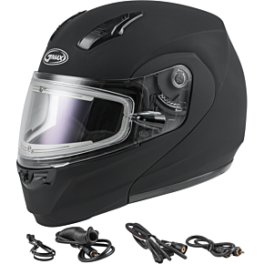 GMAX Md-04s Modular Snow Helmet W/electric Shield Matte Blk Lg