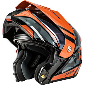 GMAX Md-74 Striker Modular Helmet W Smk Shield Blk/gry/or Mtlc Xs
