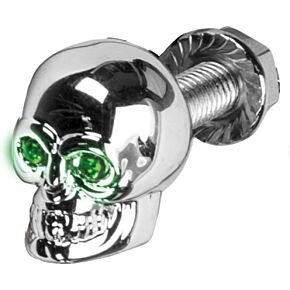 HARDDRIVE Lighted Skull Lic Plate Screw Green