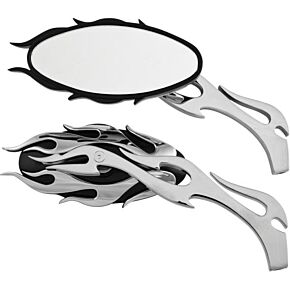 HARDDRIVE Mirrors Flame W/flame Stem Black/chrome
