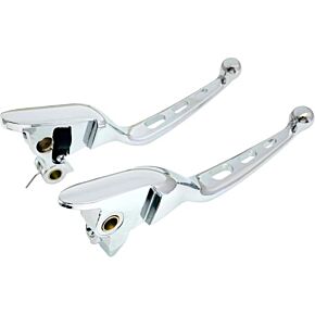 HARDDRIVE Tri-hole Lever Set Chrome Flt `21-up Cbl Clutch