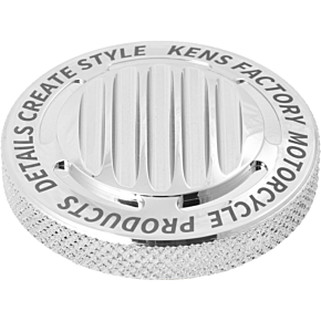 KENS FACTORY Nx Lvl Gas Cap Finned Chrome Dummy Cap For M8 Lh