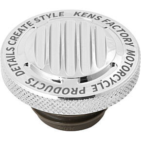 KENS FACTORY Nx Lvl Gas Cap Finned Chrome Rachet Screw Rh