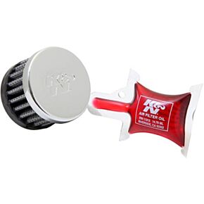 K&N Crankcase Vent Air Filter Direct Mount Chrome Top