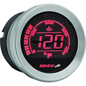 KOSO Hd-02t 2'' Oil Temp Gauge Silver Bezel