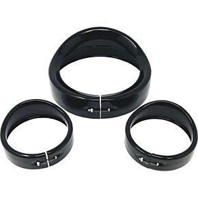 LETRIC LIGHTING CO 7" Gloss Blk Head/pass Lights  Frenched Visor Kit