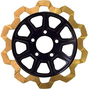 LYNDALL BRAKES 9 Spoke Rotor Front Blk/gold Bow Tie 11.5"