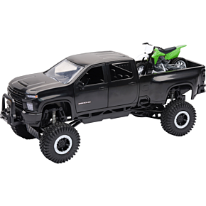 NEW-RAY 1:20 Scale Chevrolet 3500 Hd Offroad Pickup W/grn Dirt Bike