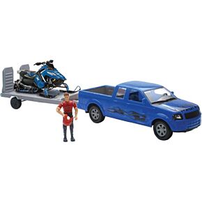NEW-RAY Replica 1:18 Trk/trailer/sled Truck Blue/polaris Blue