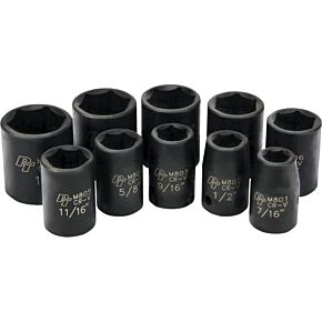 PERFORMANCE TOOL 10 Pc 1/2" Sae Imp Skt Set Shallow