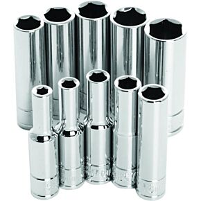 PERFORMANCE TOOL 10 Pc 1/4" Met Socket Set Deep