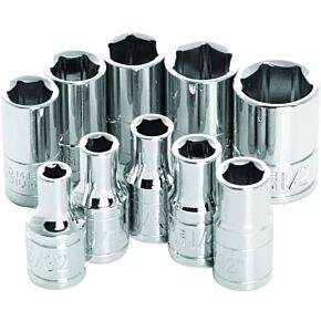 PERFORMANCE TOOL 10 Pc 1/4" Sae Socket Set Shallow