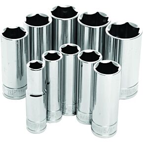 PERFORMANCE TOOL 10 Pc 3/8" Sae Socket Set Deep