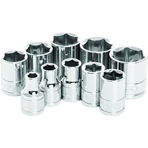 PERFORMANCE TOOL 10 Pc 3/8" Sae Socket Set Shallow