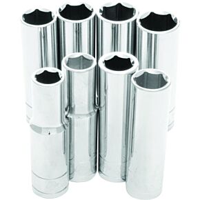 PERFORMANCE TOOL 8 Pc 1/2" Met Socket Set Deep