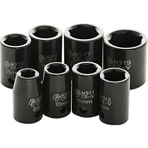 PERFORMANCE TOOL 8 Pc 3/8" Met Imp Skt Set Shallow