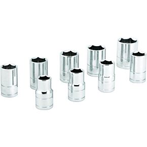 PERFORMANCE TOOL 9 Pc 1/2" Met Socket Set Shallow
