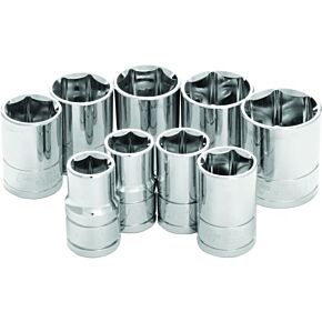 PERFORMANCE TOOL 9 Pc 1/2" Sae Socket Set Shallow