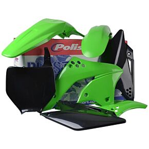 POLISPORT Plastic Body Kit Green/black Kaw