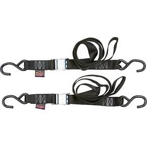 POWERTYE Tie-down Cam S-hook 1.5"x6' Black Pair