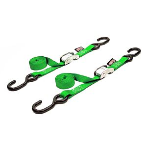 POWERTYE Tie-down Cam S-hook 1"x5.5' Green Pair