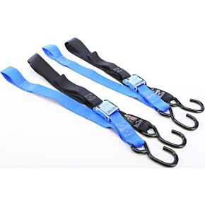 POWERTYE Tie-down Cam S-hook Soft-tye 1.5"x6' Black/blue Pair