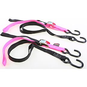 POWERTYE Tie-down Cam S-hook Soft-tye 1"x6' Black/pink Pair