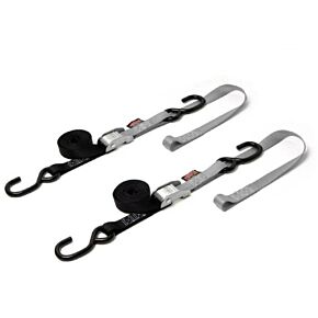 POWERTYE Tie-down Cam S-hook Soft-tye 1"x6' Black/silver Pair