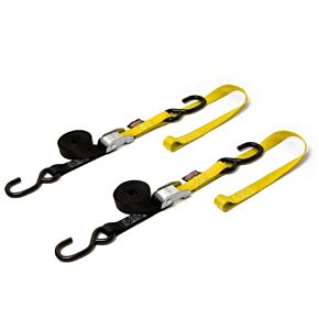 POWERTYE Tie-down Cam S-hook Soft-tye 1"x6' Black/yellow Pair