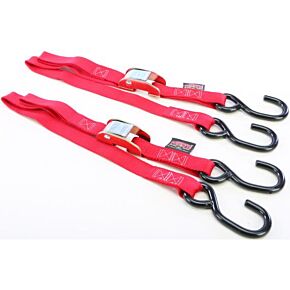 POWERTYE Tie-down Cam S-hook Watercraft 1"x3' Red Pair