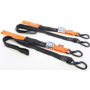 POWERTYE Tie-down Cam Sec Hook Soft-tye 1.5"x6' Black/orange Pair
