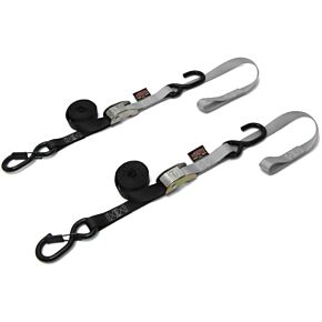 POWERTYE Tie-down Cam Sec Hook Soft-tye 1"x6' Black/silver Pair