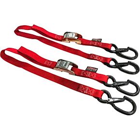 POWERTYE Tie-down Cam Sec Hook Watercra Watercraft 1"x3' Red Pair