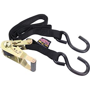 POWERTYE Tie-down Ratchet S-hook 1"x6' Black Pair