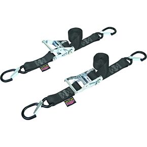 POWERTYE Tie-down Ratchet Sec Hook 1.5"x6' Black Pair
