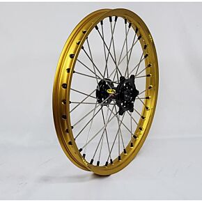 PRO-WHEEL Wheel Front 1.60x21 Black Hub Gld Rim/sil Spoke/blk Nipple