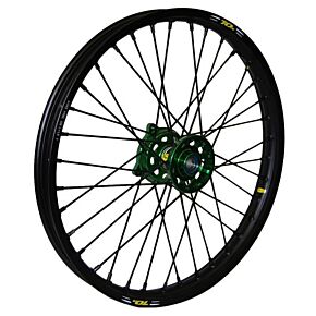 PRO-WHEEL Wheel Front 1.60x21 Green Hub Blk Rim/blk Spoke/blk Nipple