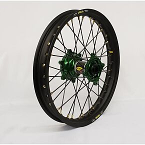 PRO-WHEEL Wheel Rear 1.85x19 Green Hub Blk Rim/blk Spoke/gld Nipple