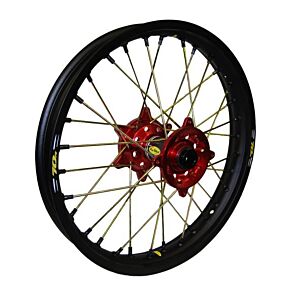 PRO-WHEEL Wheel Rear 1.85x19 Red Hub Blk Rim/gld Spoke/blk Nipple