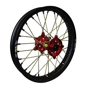 PRO-WHEEL Wheel Rear 2.15x19 Red Hub Blk Rim/gld Spoke/blk Nipple