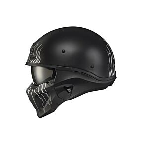 SCORPION EXO Covert X Open-face Helmet Tribe Matte Black/white Md